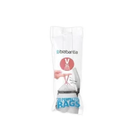 PerfectFit Bags A, 3L - rotolo 20 sacchetti, Bianco - Brabantia