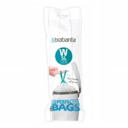 PerfectFit Bags W, 5L - rotolo 20 sacchetti, Bianco - Brabantia