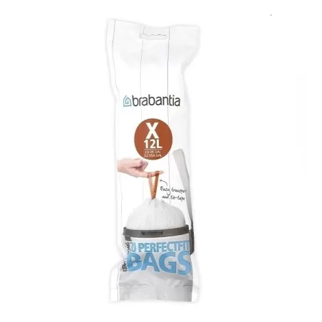 PerfectFit Bags X, 12L - rotolo 20 sacchetti, Bianco - Brabantia