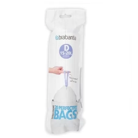 PerfectFit Bags D, 15-20L - rotolo 20 sacchetti, Bianco - Brabantia