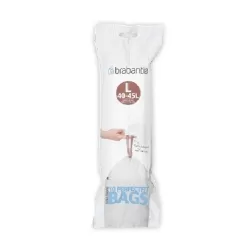 PerfectFit Bags L, 40-45L - rotolo 10 sacchetti, Bianco - Brabantia