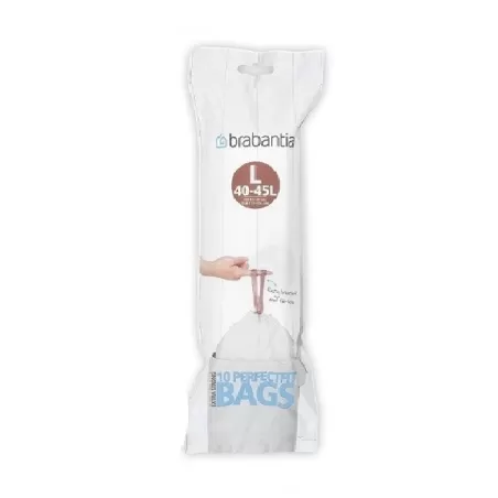 PerfectFit Bags L, 40-45L - rotolo 10 sacchetti, Bianco - Brabantia
