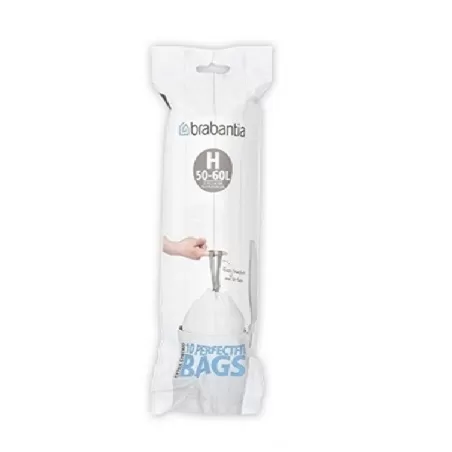PerfectFit Bags H, 50-60L - rotolo 10 sacchetti, Bianco - Brabantia