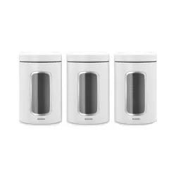 Set 3 Window Canister 1.4L, Bianco - Brabantia