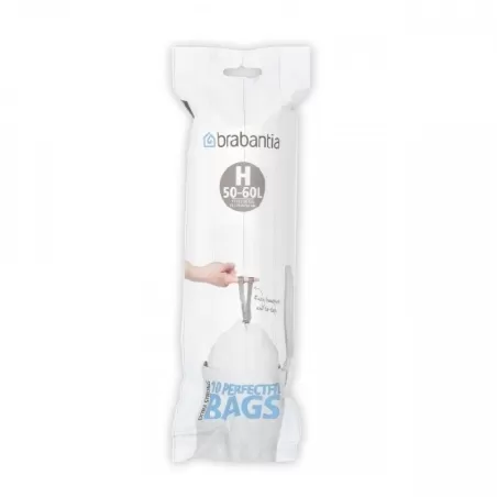 PerfectFit Bags H, 50-60L - rotolo 10 sacchetti in Display, Bianco - Brabantia