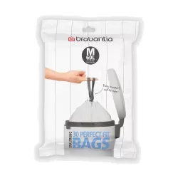 PerfectFit Bags M, 60L - dispenser 30 sacchetti, Bianco - Brabantia