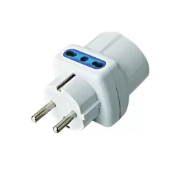 Adattatore triplo spina schuko 2 presa bipasso 10-16 amper e 1 presa schuko bianco
