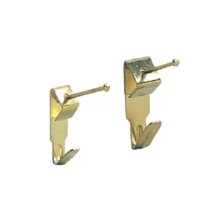 Gancio a X ottonato per il sostegno dei quadri, con spillo a testa raggiata Nr.1