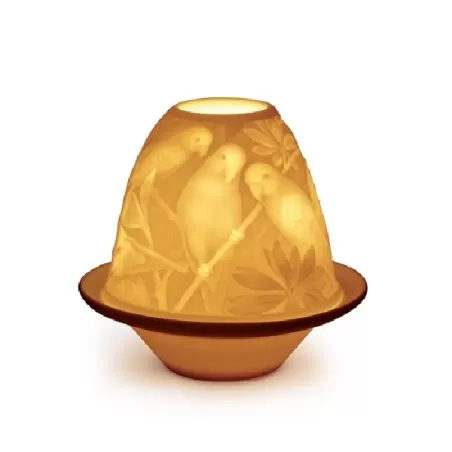 Litofania pappagalli con piatto - Lladrò