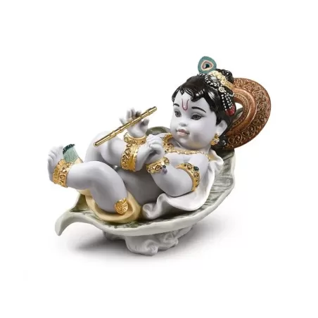 Krishna on leaf - Lladrò
