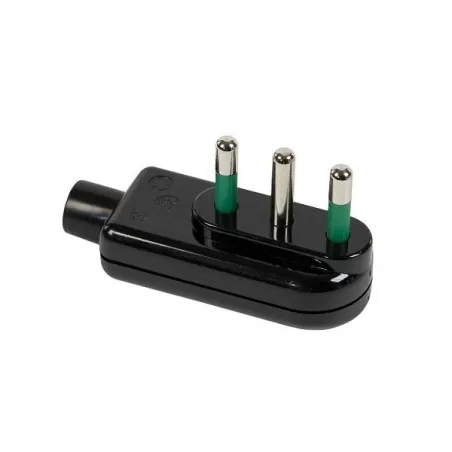 Spina angolare piatta 10 amper nera