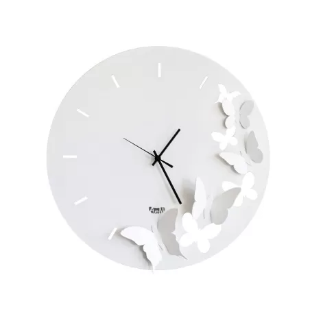 Orologio Butterfly Spring, Bianco - Arti e Mestieri