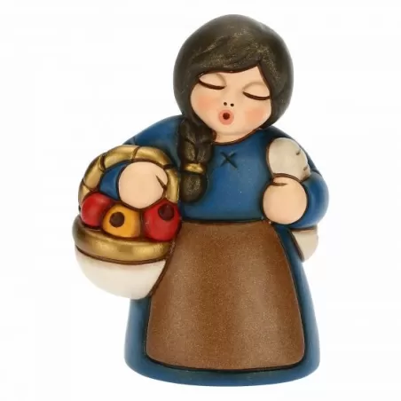 Donna al mercato presepe classico, blu - Thun