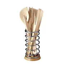 Portautensili con 8 posate in legno