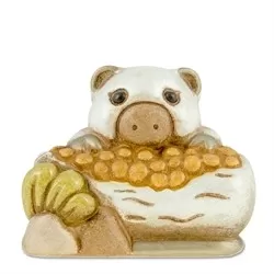 Maialino con mangiatoia presepe della famiglia, variopinto - Thun