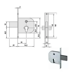 Serratura infilare ferro 42312-50-0 cisa