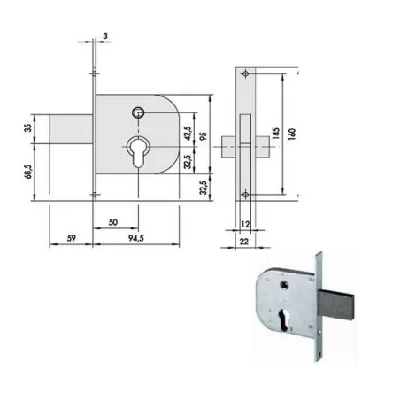 Serratura infilare ferro 42312-50-0 cisa