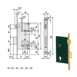 Serratura infilare legno 5c631-45-0 cisa
