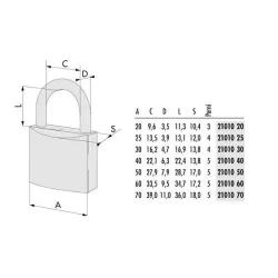 Lucchetto ottone Mm.25
