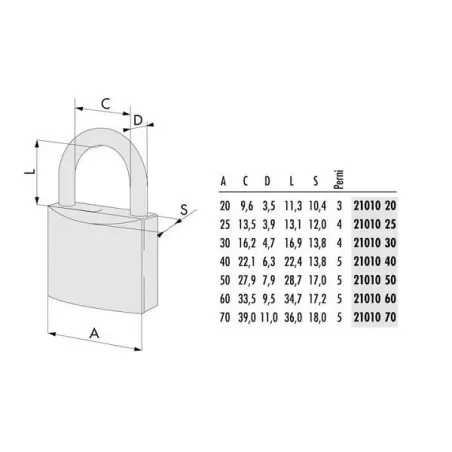 Lucchetto ottone Mm.25