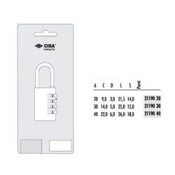 Lucchetto ottone Mm.20 combinazione 21190