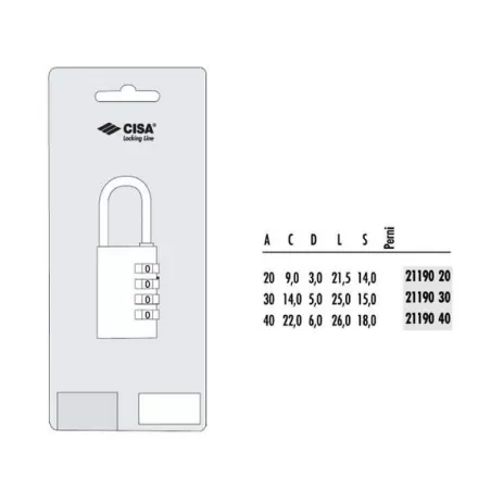 Lucchetto ottone Mm.20 combinazione 21190