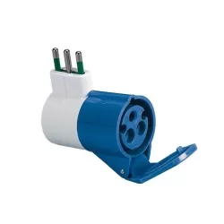 Adattatore industriale 1 spina pipa 16 amper presa CEE 2P+T IP44 7300