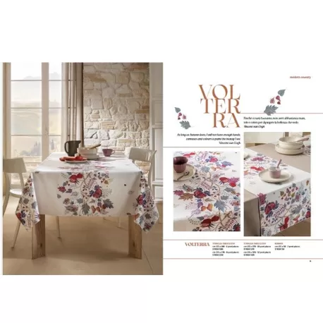 Volterra, Tovaglia antimacchia Cm.155x320, 12 posti - L'oca Nera