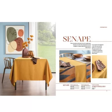 Senape, Tovaglia antimacchia Cm.155x320, 12 posti - L'oca Nera