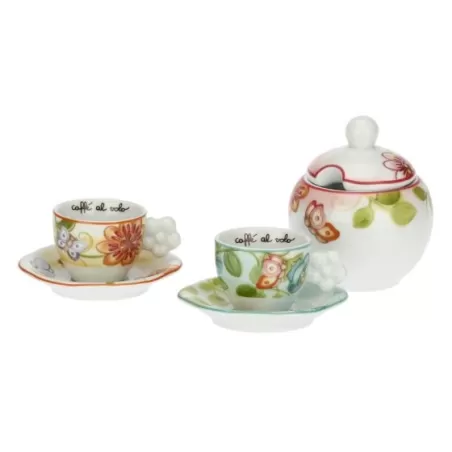 Set barattolo caffe e 2 tazzine espresso Fiori e Fantasia - Thun