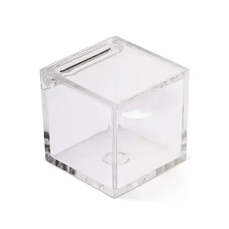 Scatolina portaconfetti in plexiglass trasparente con apertura a scrigno Cm.12x12x12
