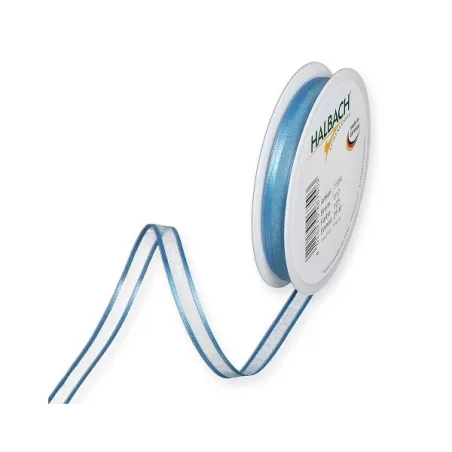 Nastro organza con bordi in raso Mm.10 blu cielo Mt.1