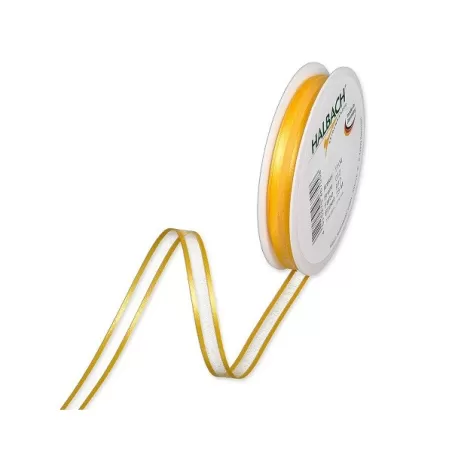 Nastro organza con bordi in raso Mm.10 giallo Mt.1