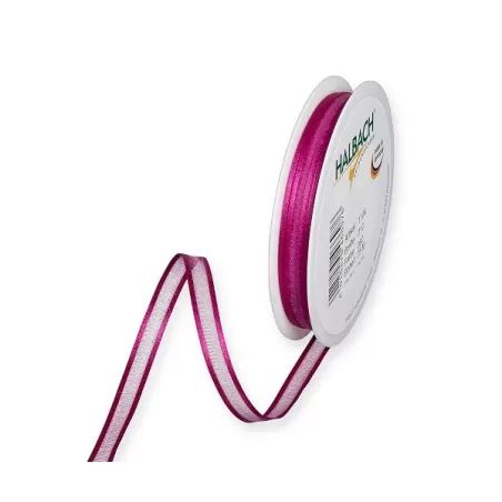 Nastro organza con bordi in raso Mm.10 rosa Mt.1