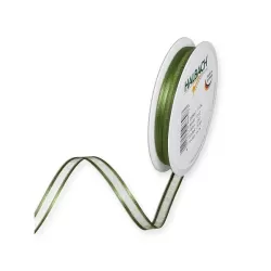 Nastro organza con bordi in raso Mm.10 verde muschio Mt.1