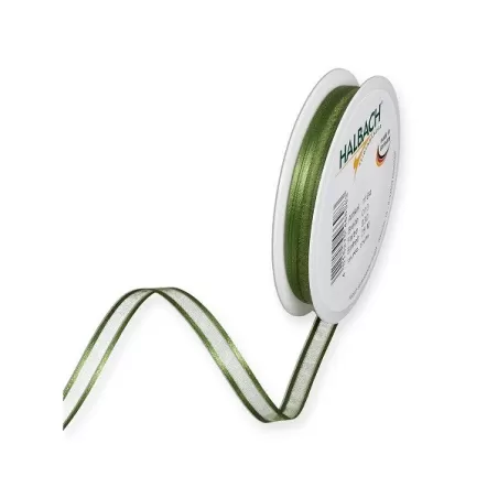 Nastro organza con bordi in raso Mm.10 verde muschio Mt.1