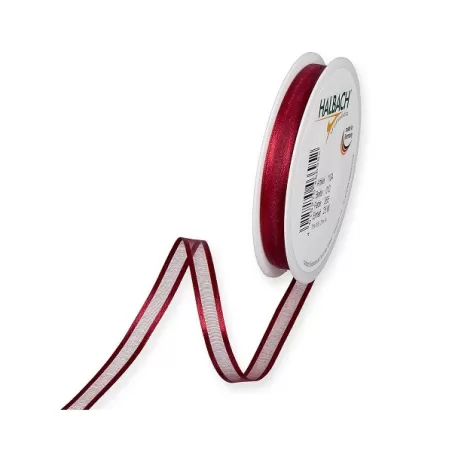 Nastro organza con bordi in raso Mm.10 vino rosso Mt.1