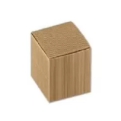 Scatolina portaconfetti quadrata in cartone rigato avana con apertura a scrigno Cm.8x8x8