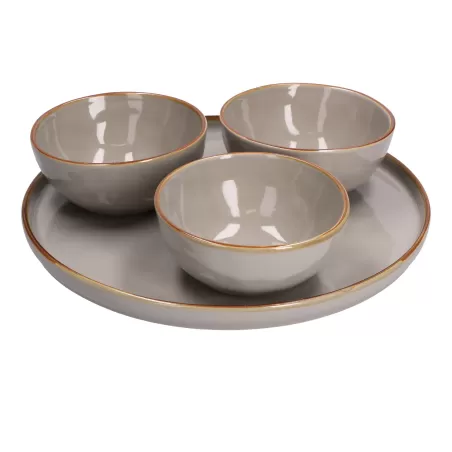 Concerto grigio perla, Set aperitivo piatto con 3 coppette - Rose & Tulipani