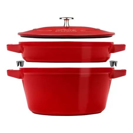 Set di pentole 2 pezzi impilabili in ghisa rosso Cm. 24 - Staub
