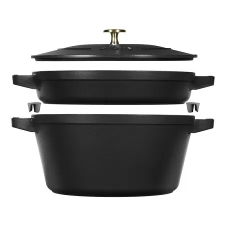 Set di pentole 2 pezzi impilabili in ghisa nero Cm. 24 - Staub