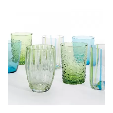 Meliting Pot, Bicchiere bicolore acquamarina/verde 6 pezzi - Zafferano