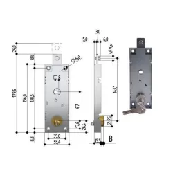 Serratura bascule cilindro tondo con quadro W551 Prefer