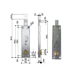 Serratura serrande catenaccio diritto - Cilindro tondo B511.0010.0200 prefer
