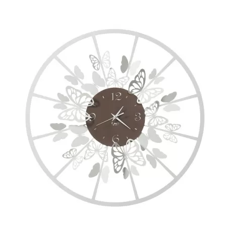 Orologio da parete Sfarfallio grande, Bianco marmo e bronzo - Arti e Mestieri