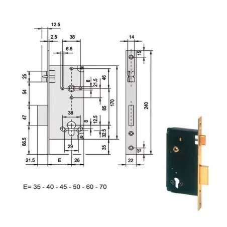 Serratura infilare legno 5c611-50-0 Cisa