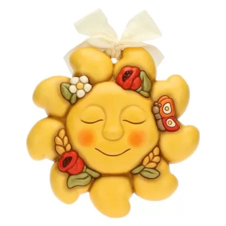 Formella sole con papveri e spighe di grano, grande - Thun