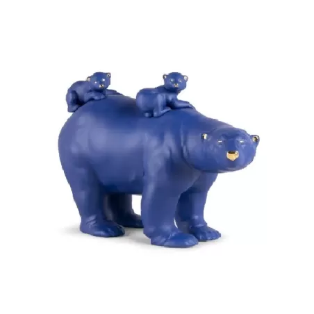 Mamma orsa e i suoi piccoli (azzurro - oro) - Lladro