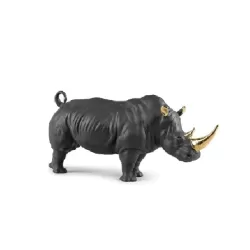 Rinoceronte (nero - oro) - Lladro