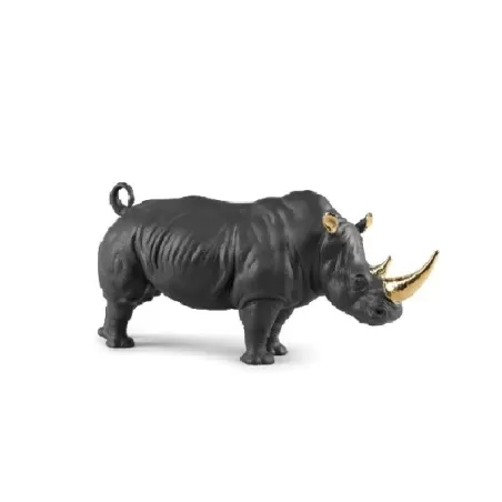 Rinoceronte (nero - oro) - Lladro